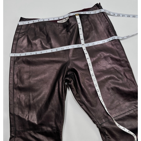 Kay Unger NY Womens Leather Pants Size 14 Burgundy Plum - Picture 8 of 10